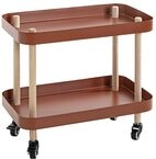 HAKU Beistelltisch rollbar Massivholz Natur Metall Korallenrot rollbarer...