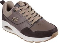 Skechers Herren UNO Retro OneSneaker, Braunes Leder und Wildleder Duraleather Mesh,