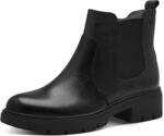 Tamaris COMFORT Damen Chelsea Boots aus Leder mit Rei&szlig;verschluss, Schwarz (Black