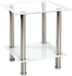 HAKU Beistelltisch Glasplatte klar Edelstahl Sofatisch mit Sicherheitsglas...