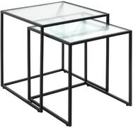 HAKU Beistelltisch 2er Set schwarz Metall Couchtisch Sicherheitsglas 5 mm -...