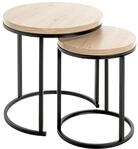 HAKU Beistelltische 2er Set Eiche hell schwarz MDF Metall runder Couchtisch -...