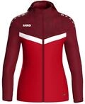 JAKO Iconic Kapuzenjacke Gr. 34 Rot/Weinrot - Zipper Hoodie Damen, Bequeme Sweatjacke