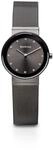 BERING Damen Quarz Uhr | Armbanduhr 26 mm graues Edelstahlgeh&auml;use und schwarzes