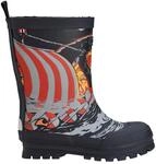 Viking Jolly Print Rubber Boots, Black/Sun, 21