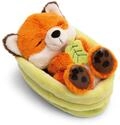 NICI Kuscheltier Fuchs mit Blatt 12cm schlafend im im K&ouml;rbchen - orange - Stofftier