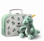 Steiff Joshi Baby T-Rex 16cm gruenblau im Koffer, Soft Cuddly Friends, Kuscheltier