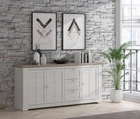 Forte ILOPPA Sideboard mit 3 Schubladen und 3 T&uuml;ren, Holzwerkstoff, Snowy
