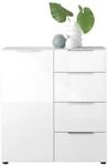 SANTORIN Kommode Schrank mit Glasfront in Wei&szlig; 90 x 99 x 40 cm (B/H/T) |...