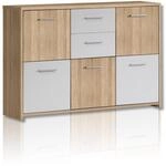 FORTE Quadro Kommode mit 5 T&uuml;ren und 2 Schubladen, Holzwerkstoff, Sonoma Eiche /