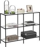 VASAGLE Konsolentisch, Regal, 3 Ablagen aus Hartglas, Flurtisch, 30 x 100 x 73 cm,