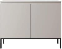 Selsey Kommode Schrank Aufbewahrungsschrank 100 cm 2 T&uuml;ren 4 F&auml;cher Taupe Schwarze