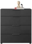 Stella Trading SANTORIN Kommode in Anthrazit mit Glasfront und 4 Schubladen |...