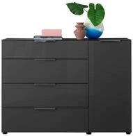 SANTORIN Kommode Anthrazit mit Glasfront und Schubladen 135 x 99 x 40 cm |...