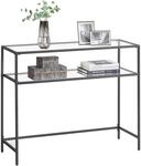 VASAGLE Konsolentisch, Eingangstisch, Sofaspitze, Tischplatte aus Hartglas,
