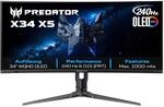 Predator X34 X5 Gaming Monitor 34 Zoll (86 cm Bildschirm) UWQHD, QD-OLED, 240Hz,