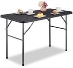 Relaxdays Gartentisch, Holzoptik, eckig, HxBxT: 74 x 118 x 60 cm, Kunststoff,...