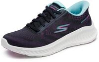 Skechers Damen Go Walk Now Khloe Sneaker, Black Textile/Purple Trim, 40 EU