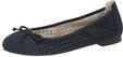CAPRICE Damen Ballerinas aus Leder mit Lochmuster, Blau (Ocean Suede), 37 EU