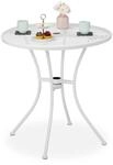 Relaxdays Gartentisch, mit Schirmloch & St&ouml;psel, Gitter-Optik, robuster Stahl,...