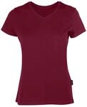 HRM Damen Luxury V-Neck Tee, bordeaux, Gr. XS I Premium T-Shirt Damen...
