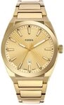 Fossil Everett uhr f&uuml;r Herren, Quarzwerk mit Edelstahl- oder Lederarmband, Gold-Ton,