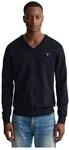 Gant Herren Classic Cotton V-Neck Pullover, Evening Blue, 5XL EU