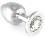 Rimba Bondage Play Buttplug, Gross mit Kristal, Silber, &Oslash; 4x9,7 cm