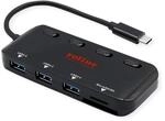 ROLINE USB 3.2 Gen 1 Hub, 3fach, Typ C Anschlusskabel, mit CardReader, einzeln