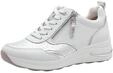 Tamaris Comfort Damen Sneaker flach mit Schn&uuml;rsenkeln mit Rei&szlig;verschluss, Wei&szlig;