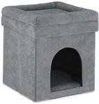 Relaxdays Katzenh&ouml;hle Hocker, Versteck f&uuml;r Katzen & kleine Hunde, Faltbarer