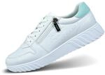 bugatti Damen-Wei&szlig;e Sneakers mit Chunky Featherlight Eva-Sohlen, gestreifter