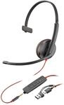 Blackwire 3215 Monaural USB-C - Headset +3.5mm Plug +USB-C/A - Adapter