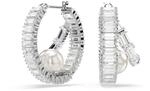 Swarovski Ariana Grande x Swarovski Kreolen, Kristallperle, Baguette-Schliff, Wei&szlig;,