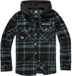 Brandit Maiden Check Shirt Hooded EDDI, Farbe: Black-gree, Gr&ouml;&szlig;e: 5XL
