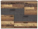 FORTE Skive Kommode mit 2 T&uuml;ren und 4 Schubk&auml;sten, Holzwerkstoff, Old-Wood Vintage
