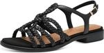 MARCO TOZZI Damen Sandalen flach mit Schlie&szlig;e Geflochtene Riemen, Schwarz (Black),