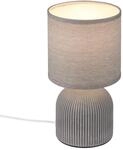 BRILONER - Tischlampe mit Stoffschirm, Kabelschalter, Keramikfu&szlig;, Lampe,