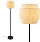 BRILONER - Stehlampe mit Bastschirm, Ein/Aus Fu&szlig;taster, E27, max. 10W, Boho,