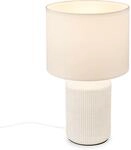 BRILONER - Tischlampe mit Stoffschirm, Kabelschalter, Keramikfu&szlig;, Lampe,