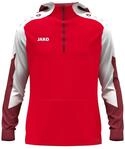 JAKO Unisex Zip-Hoodie Dynamic, rot/wei&szlig;/dunkelrot, S
