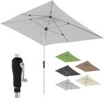Doppler Sonnenschirm Alu Crank 190x290cm, Hellgrau, Kurbel, UV-Schutz 80+ 