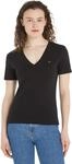 Tommy Hilfiger Damen T-Shirt Kurzarm New Slim Cody mit V-Ausschnitt, Schwarz...