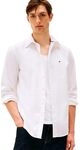 Tommy Hilfiger Herren Hemd Langarm Regular Fit Popelinehemd, Wei&szlig; (White), M