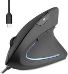 Perixx PERIMICE-513C Kabelgebundene Vertikale USB-C Maus, 6 Tasten, 1000/1600 DPI,