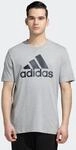 adidas Men's Essentials Big Logo Single Jersey Tee, Medium Grey Heather/Black, M