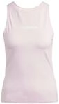 adidas Damen Essentials Linear Slim Cotton Tank Shirt, Clear pink/White, S