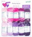 Gr&uuml;ndl Wolle Cotton Quick Mini Shades 10 Minikn&auml;uel 15 g, Pink and violet | d&uuml;nne