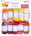 Gr&uuml;ndl Wolle Cotton Quick Mini Shades 10 Minikn&auml;uel 15 g, Gelb und rot | d&uuml;nne