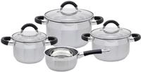 ELO Topfset Basic Black Steam 4tlg, Edelstahl, dosiertes Abdampfen, energiesparender